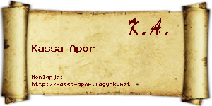 Kassa Apor névjegykártya
